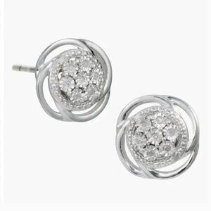 Savvy Cie Jewels | Sterling Silver Bright Cut Diamond Swirl Stud Earrings NWT